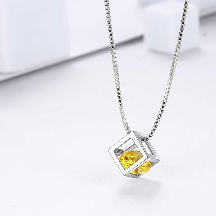 Aurora Tears Birthstone Necklace/Earring 925 Sterling Silver Women Cross/3D Cube/Cresent Moon Birth Stone Jewelry Mens Birthday Gift Anniversary Present