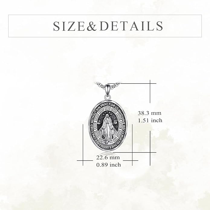 YFN Patron Saint Necklace Sterling Silver Amulet Medal Pendant Religious Protector Jewelry Gifts for Women Men