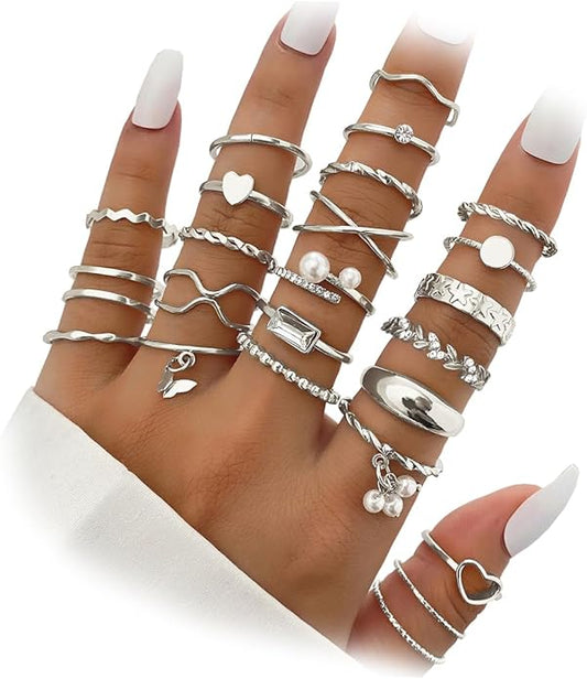 IFKM Gold Knuckle Rings Set For Women Vintage Stackable Joint Finger Midi Rings Dainty Cubic Zirconia Crystal Simple Twist Hollow Cute Rings Pack Jewelry Gift