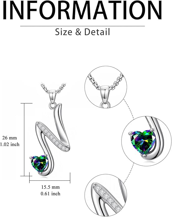 Christmas Gifts for Women Alphabet A to Z Initial Birthstone Pendant Necklaces for Women - 18k White Gold Plated Personalized Name Jewelry Valentine Mothers Day Birthday Gifts for Women Her Girlfriend