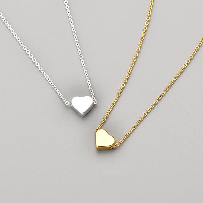 Zeffy Dainty Gold Heart Necklace for Women Trendy 14K Gold/Silver Plate Cute Heart Pendant Choker Necklaces Gold Love Heart Chain Necklace for Women Dainty Gold Jewelry Gifts for Women