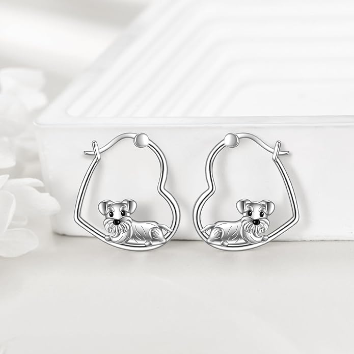 YFN Animal Earrings Sterling Silver Animal Heart Hoop Dangle Earrings Cute Jewelry Gifts for Women