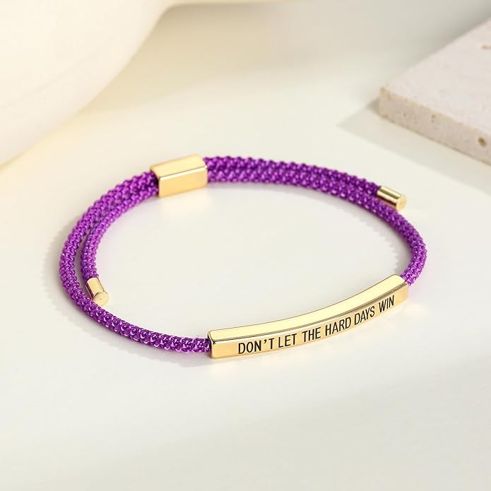 KHKINDPRO Dont Let The Hard Days Win Bracelet for Women Men, Handmade Braided Adjustable Wrap Stainless Steel To My Daughter/Best Friend Inspirational Gifts Ladies Jewelry