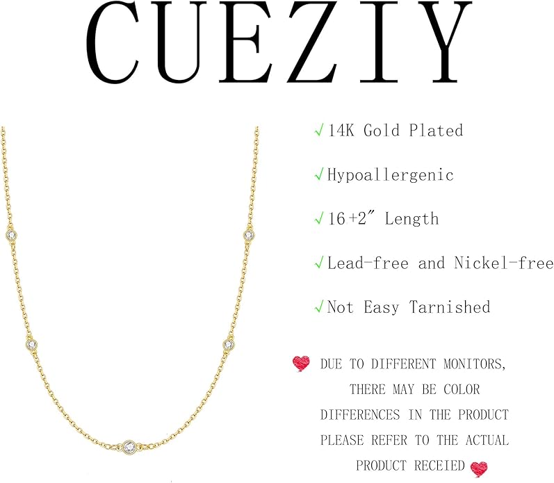 Dainty Necklaces for Women Cute Station Choker Necklace Cubic Zirconia Simulated Diamond Necklace Simple Layering CZ Necklace Trendy Jewelry Gifts