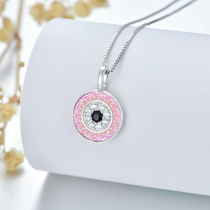 PEIMKO Evil Eye Necklace for Women 925 Sterling Silver Greek Protection Evil Eye Necklaces Jewelry Amulet Gift for Women