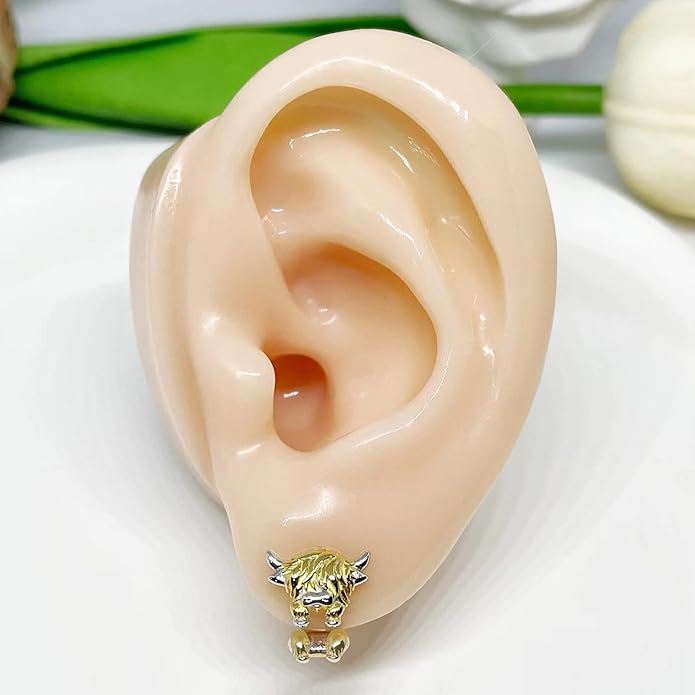 Animal Jacket Earrings for Womens 925 Sterling Silver Axolotl Pug Cat Goat Earrings Cute 3D Earrings Jacket Hypoallergenic