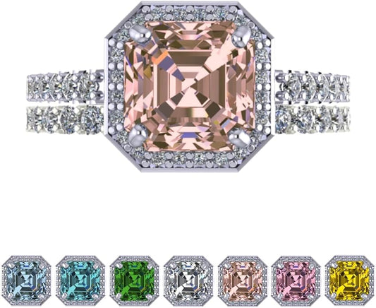 NANA Jewels Sterling Silver Engagement Rings for Women - Choose Simulated Morganite, Citrine, Aquamarine & More