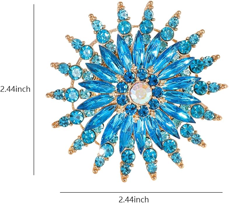 Large Crystal Flower Brooch Pin for Women Red purple pink green Rhinestone Flower Lapel Pin Wedding Party Birthday Dance Banquet Dress Suit Ceremony Clothes Hat Bag Accessories Jewelry