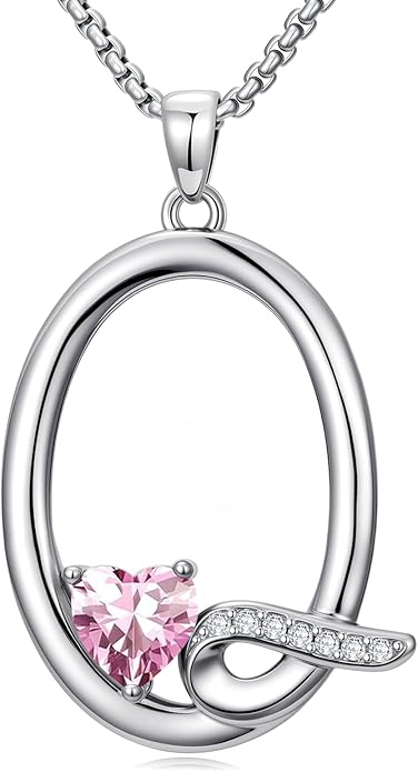 Christmas Gifts for Women Alphabet A to Z Initial Birthstone Pendant Necklaces for Women - 18k White Gold Plated Personalized Name Jewelry Valentine Mothers Day Birthday Gifts for Women Her Girlfriend