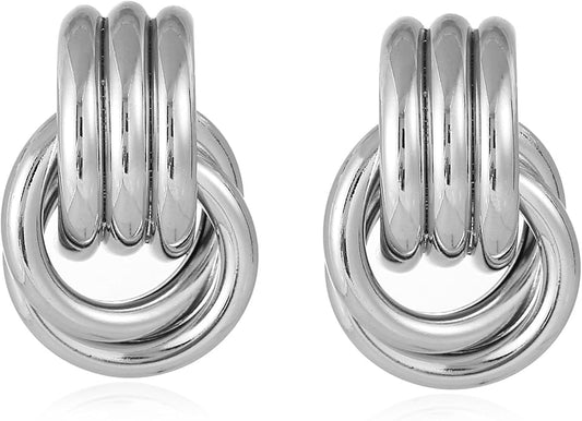 14K Gold Plated Knot Earrings for Women Gold Silver Earrings Heart Link Drop Dangle Earring Chunky Golden Knotted Statement Jewelry