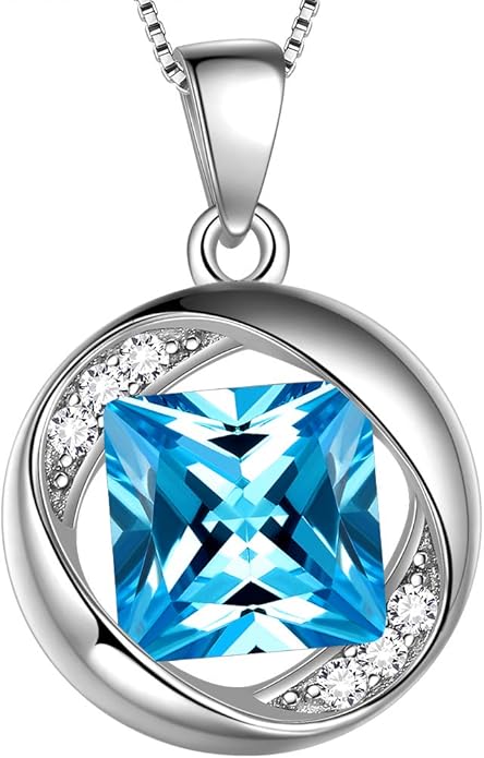 Aurora Tears 925 Sterling Silver 12 Birthstones Necklace/Earring/Ring/Bracelet Women Birthstone Pendant Crystal Fashion Birthday Jewelry Christmas Gift for Girls Women