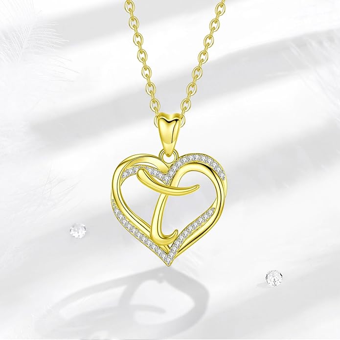 INFUSEU Unique Initial Necklaces for Women Girls Small Heart Letter Jewelry, Meaningful Personalized Gifts