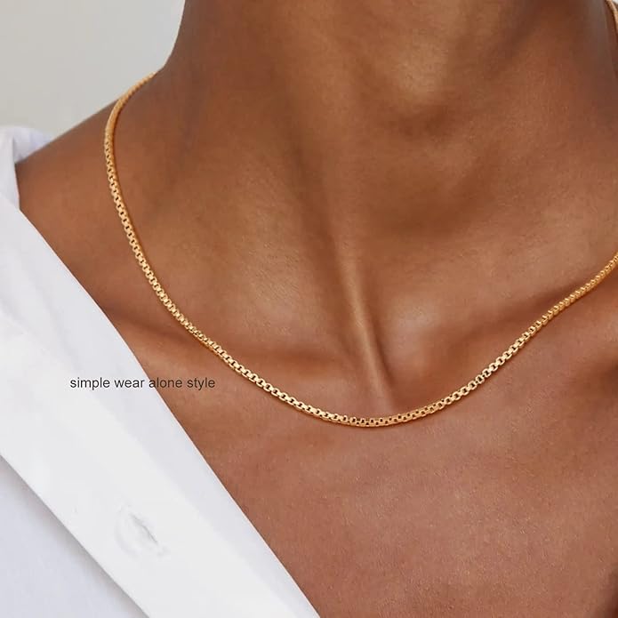 Freekiss Herringbone Necklace for Women,Dainty Gold Necklace,14k Gold Plated Snake,Gold Chain Choker Necklaces,Simple Gold Layered Necklaces,Gold Jewelry Gift for Women