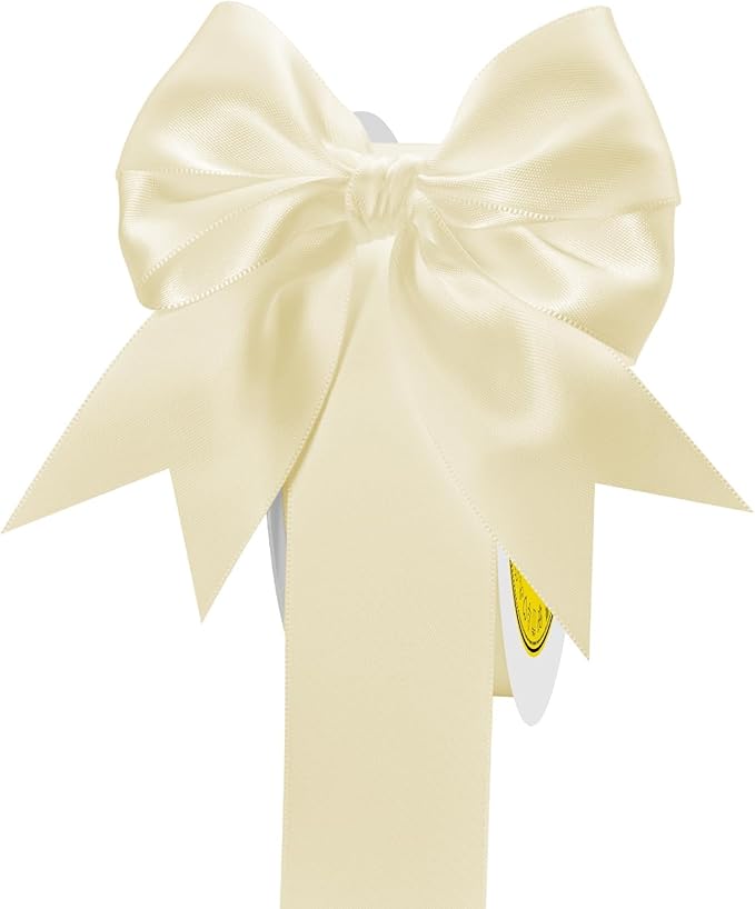 LEEQE Double Face Cream Satin Ribbon 1-1/2 inch X 50 Yards Polyester Cream Ribbon for Gift Wrapping Very Suitable for Weddings Party Hair Bow Invitation Decorations and More