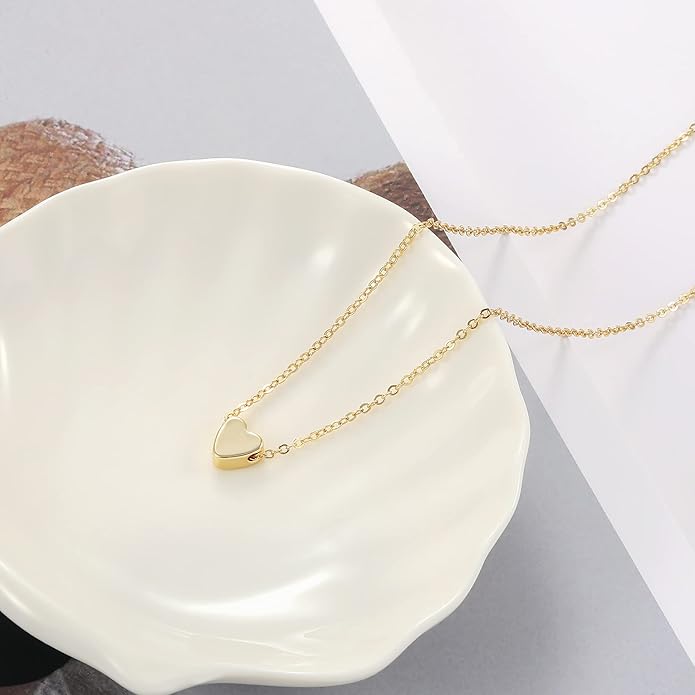 Foxgirl Gold Heart Necklaces for Women 14k Gold Plated Pendant Necklace Simple Cute Necklaces for Women Dainty Layered Choker Necklaces for Women Gold Jewelry for Teen Girls