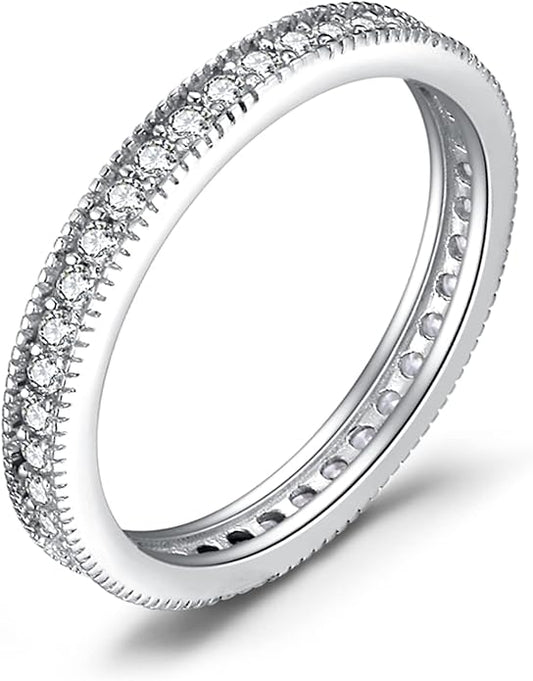 JewelryPalace 14K Gold Plated 925 Sterling Silver Rings for Women, Cubic Zirconia Promise Rings for Her, Stackable Wedding Bands Rings for Women Set Size 4-12