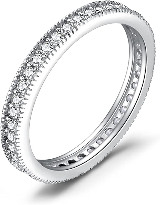 JewelryPalace 14K Gold Plated 925 Sterling Silver Rings for Women, Cubic Zirconia Promise Rings for Her, Stackable Wedding Bands Rings for Women Set Size 4-12