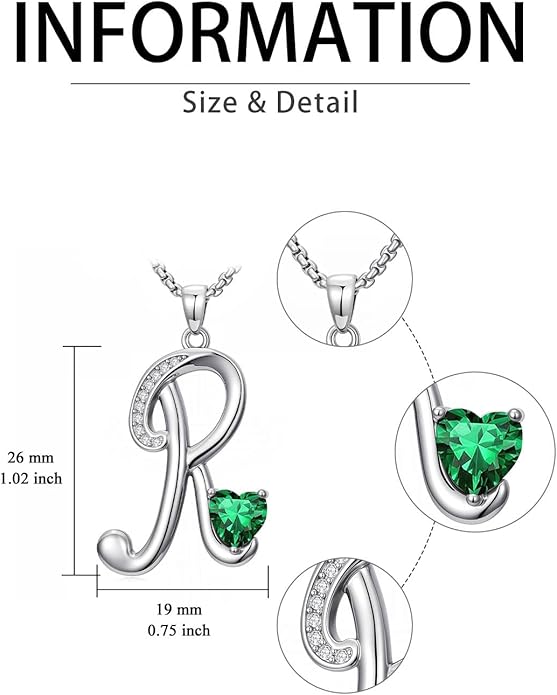 Christmas Gifts for Women Alphabet A to Z Initial Birthstone Pendant Necklaces for Women - 18k White Gold Plated Personalized Name Jewelry Valentine Mothers Day Birthday Gifts for Women Her Girlfriend