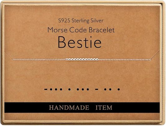 Monily Inspirational Gifts for Women Morse Code Bracelets for Women Funny Bracelet for Friend Funny Gift for Women Sterling Silver Bracelet for Women