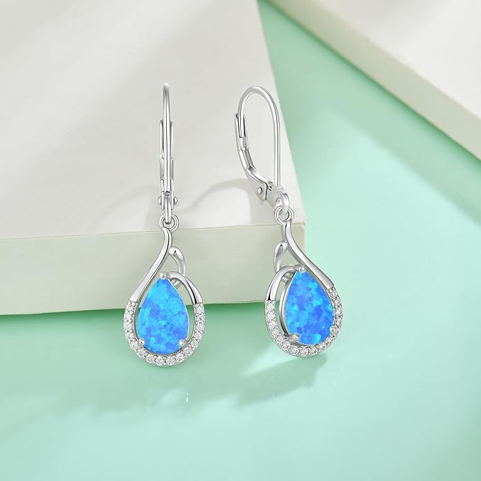 Starchenie Teardrop Dangle Drop Earrings 925 Sterling Silver Pear Birthstones Leverback Earrings Gift for Women