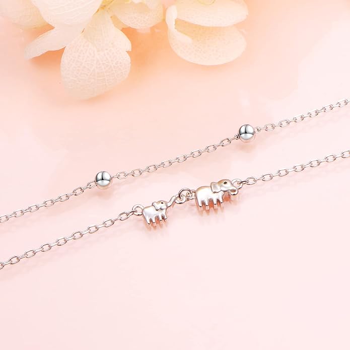 Anklet for Women S925 Sterling Silver Adjustable Foot Evil Eye Starfish Heart Bead Butterfly Celtic Knot Cross Multilayer Layered Ankle Bracelet Jewelry