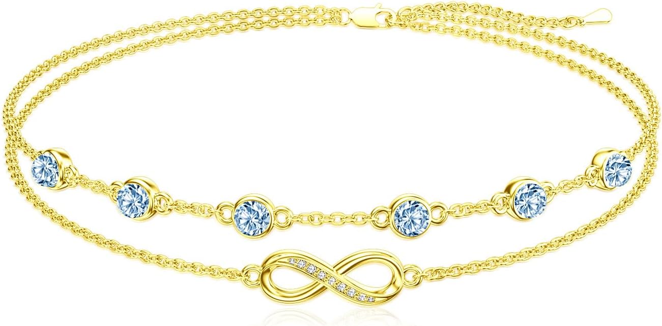 Dorunmo Anklet Bracelets For Women 925 Sterling Silver Birthstone/Infinity/Butterfly/Evil Eye/Turtle/Pineapple/Starfish/Heart Anklets Bracelets Jewelry Gifts for Women