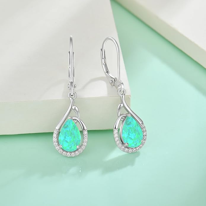 Starchenie Teardrop Dangle Drop Earrings 925 Sterling Silver Pear Birthstones Leverback Earrings Gift for Women