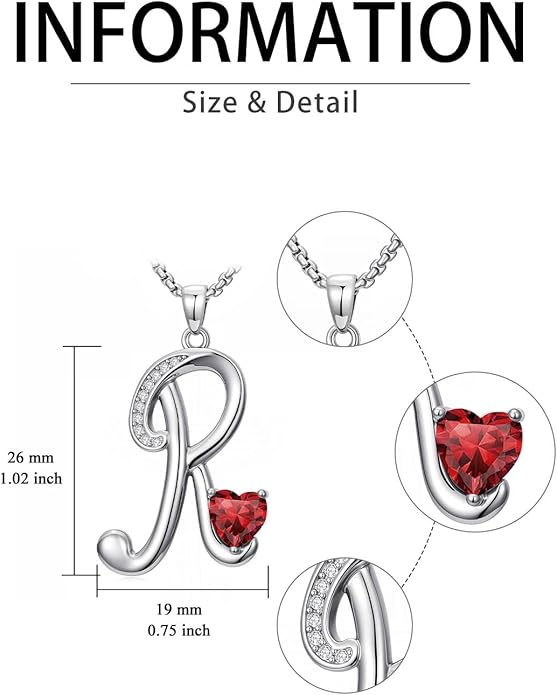 Christmas Gifts for Women Alphabet A to Z Initial Birthstone Pendant Necklaces for Women - 18k White Gold Plated Personalized Name Jewelry Valentine Mothers Day Birthday Gifts for Women Her Girlfriend