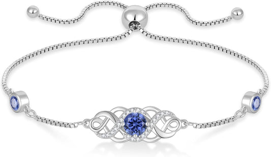 Infinity Celtic Knot Bracelet 925 Sterling Silver Birthstone Bracelet Irish Jewelry for Women
