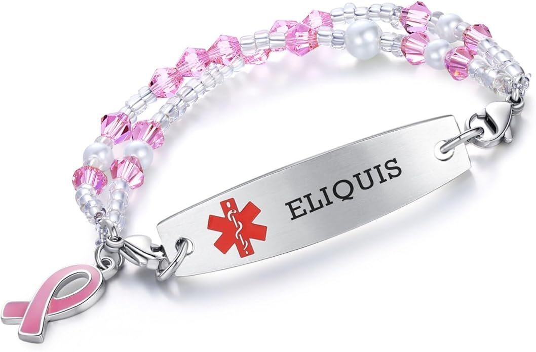 mnmoom 7.5 inch interchangeable Medical id bracelets for Women beads Medical alert bracelets with customize engraving
