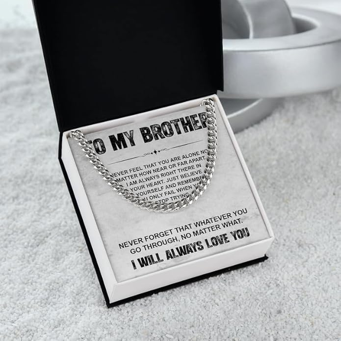 KOLMALK Brother Necklace - Cuban Link Chain Necklace for Men, To My Brother Gift from Sister for Birthday, Anniversary or Christmas