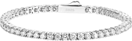 Moissanite Tennis Bracelet For Women and Men in 18K White Gold/Yellow Gold Over Sterling Silver, 2mm-4mm Width, Comes With Gift Box