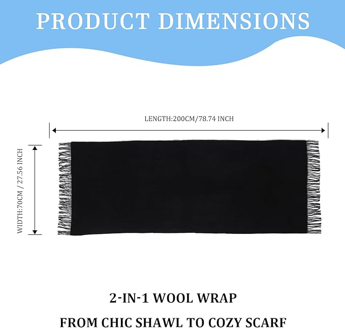 Temminc Winter Scarf for Women - Soft Warm Pashmina Shawl Wrap, Lightweight Fashion Blanket Travel Shawl, Solid Color Scarf