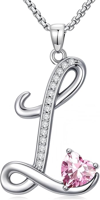 Christmas Gifts for Women Alphabet A to Z Initial Birthstone Pendant Necklaces for Women - 18k White Gold Plated Personalized Name Jewelry Valentine Mothers Day Birthday Gifts for Women Her Girlfriend