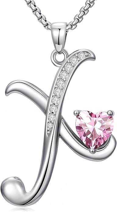 Christmas Gifts for Women Alphabet A to Z Initial Birthstone Pendant Necklaces for Women - 18k White Gold Plated Personalized Name Jewelry Valentine Mothers Day Birthday Gifts for Women Her Girlfriend