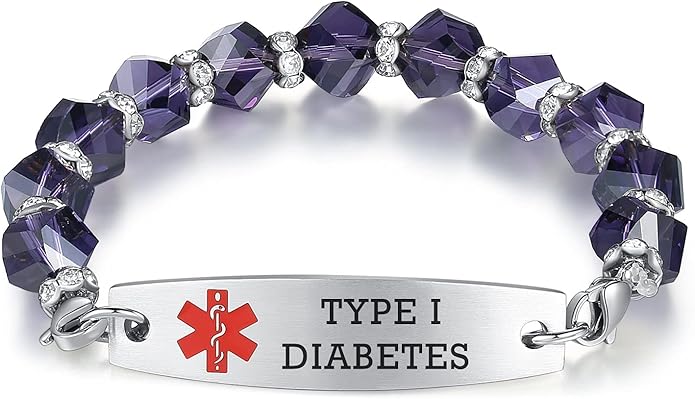 mnmoom 7.5 inch interchangeable Medical id bracelets for Women beads Medical alert bracelets with customize engraving