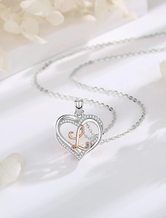 INFUSEU Unique Initial Necklaces for Women Girls Small Heart Letter Jewelry, Meaningful Personalized Gifts