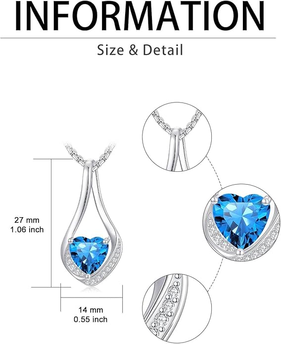 Birthstone Necklaces for Women,18k Yellow/White Gold Plated Forever Love Heart Infinity Pendant Necklace Anniversary Jewelry Christmas Birthday Gifts for Women Her Wife Girlfriend
