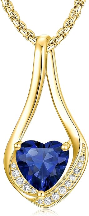 Birthstone Necklaces for Women,18k Yellow/White Gold Plated Forever Love Heart Infinity Pendant Necklace Anniversary Jewelry Christmas Birthday Gifts for Women Her Wife Girlfriend
