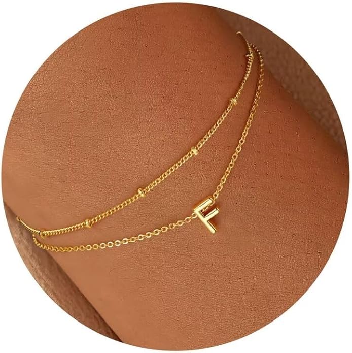 Turandoss Gold Initial Bracelets for Women, Dainty 18K Real Gold Plated Layered Letter A-Z Initial Bracelets Personalized 26 Alphabet Monogram Gold Bracelets for Women Jewelry Gifts Trendy