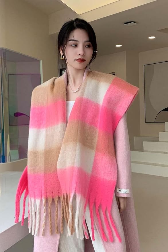 Wander Agio Winter Women Warm Scarf Long Shawl Large Scarves Cold Weather Thick Blanket Scarfs Colorful Plaid