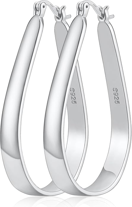 Sterling Silver Hoop Earrings for Women Large Oval Hoop Earrings Lightweight Big Gold Hoops Earrings Hypoallergenic 14K Gold Plated Hoops Earrings Non Tarnish Jewelry Gifts 20/30/40mm