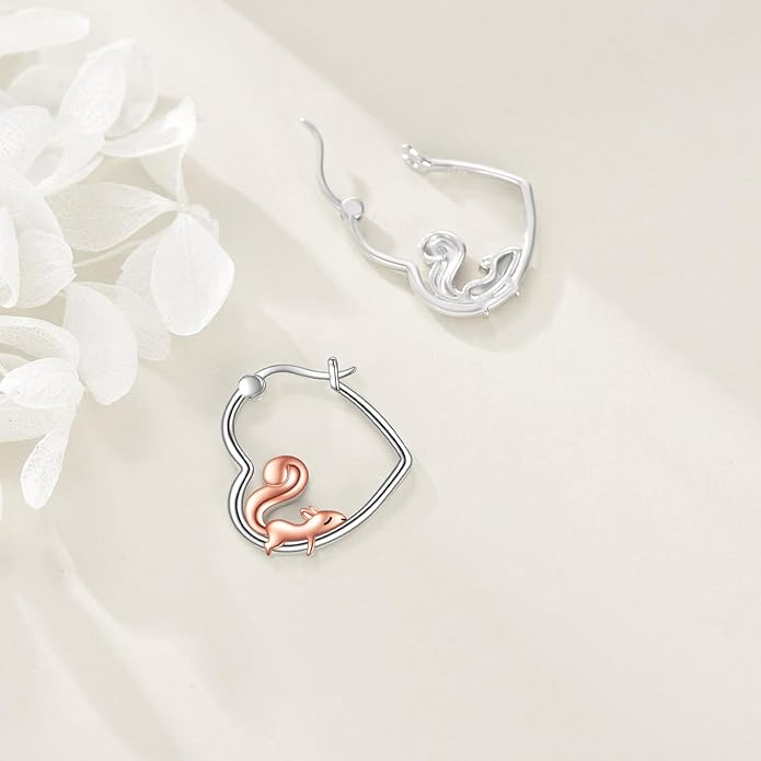 YFN Animal Earrings Sterling Silver Animal Heart Hoop Dangle Earrings Cute Jewelry Gifts for Women