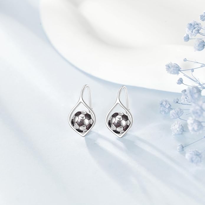 Pickleball/Tennis/Soccer/Volleyball/Golf/Hockey/Basketball Earrings for Women 925 Sterling Sliver Sports Ball Earrings Pickle Ball Dangle Earrings Pickleball Jewelry Gifts for Women Lover