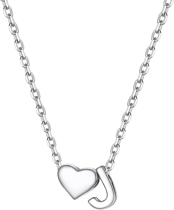 PROSILVER Initial Heart Necklace for Women, 925 Sterling Silver Tiny Heart Letter Necklace Siver, Gold Necklace, Come with Box