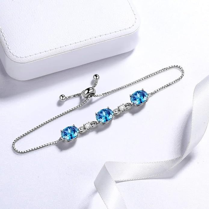 Aurora Tears 925 Sterling Silver 12 Birthstones Necklace/Earring/Ring/Bracelet Women Birthstone Pendant Crystal Fashion Birthday Jewelry Christmas Gift for Girls Women