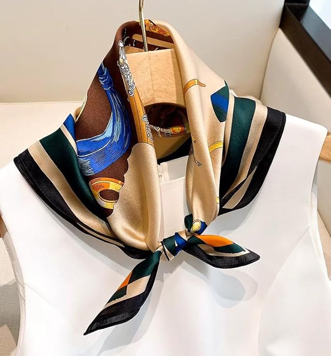 ANDANTINO 100% Mulberry Silk Scarf -21” Lightweight Square Neckerchief – Breathable Digital Printed Scarves with Gift Packed