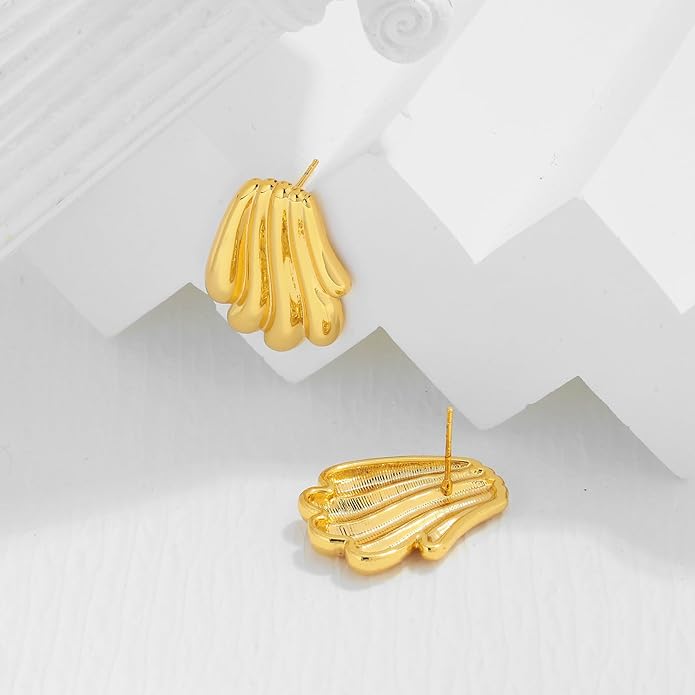 Irregular Gold Stud Earrings for Women Hammered Silver Stud Earrings Statement Geometric Earrings Vintage Gold Earrings