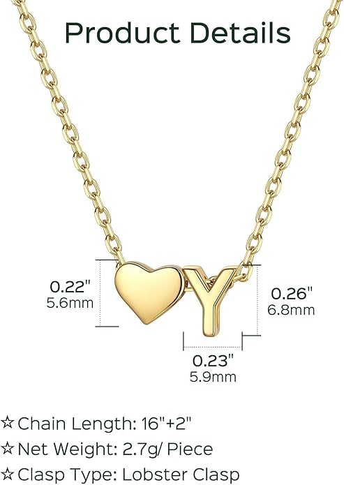 ChicSilver 925 Sterling Silver Heart Initial Necklaces for Women -Dainty Personalized Heart Pendant Letter Alphabet Necklace for Women