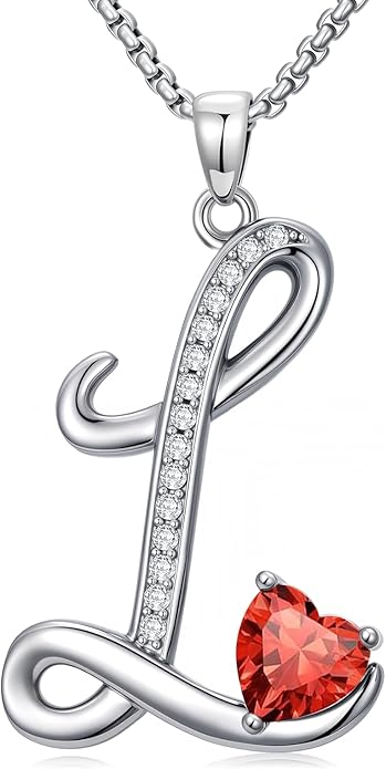 Christmas Gifts for Women Alphabet A to Z Initial Birthstone Pendant Necklaces for Women - 18k White Gold Plated Personalized Name Jewelry Valentine Mothers Day Birthday Gifts for Women Her Girlfriend
